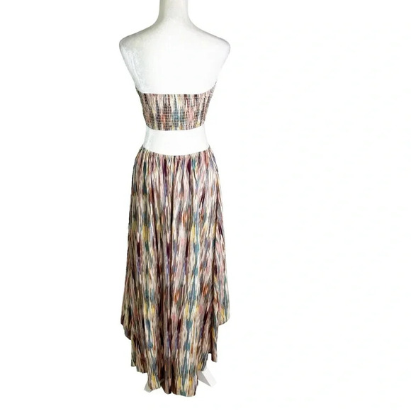 MISA Myka Ikat Strapless Cutout Smocked Cotton Blend Dress Size S NWT - Picture 5 of 13